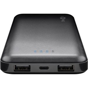 Pro Power Bank Slimline 10.000mAh Powerbank - Sort - 10000 mAh